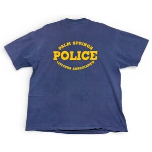 Vintage Police Shirt Mens Extra Large Blue Palm Spring Officers Association 90s